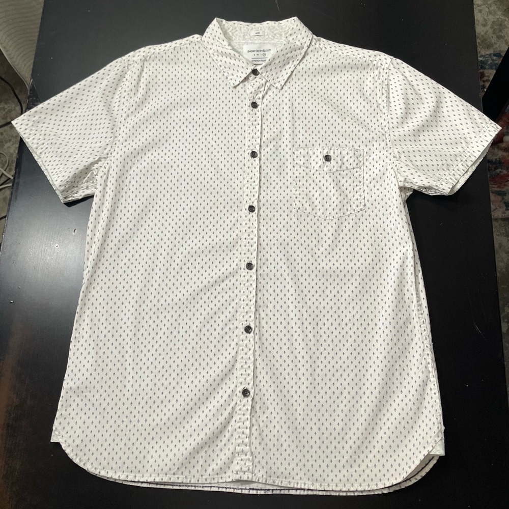 Men’s XL Slim Paper Denim & Cloth White Casual Button Down Shirt